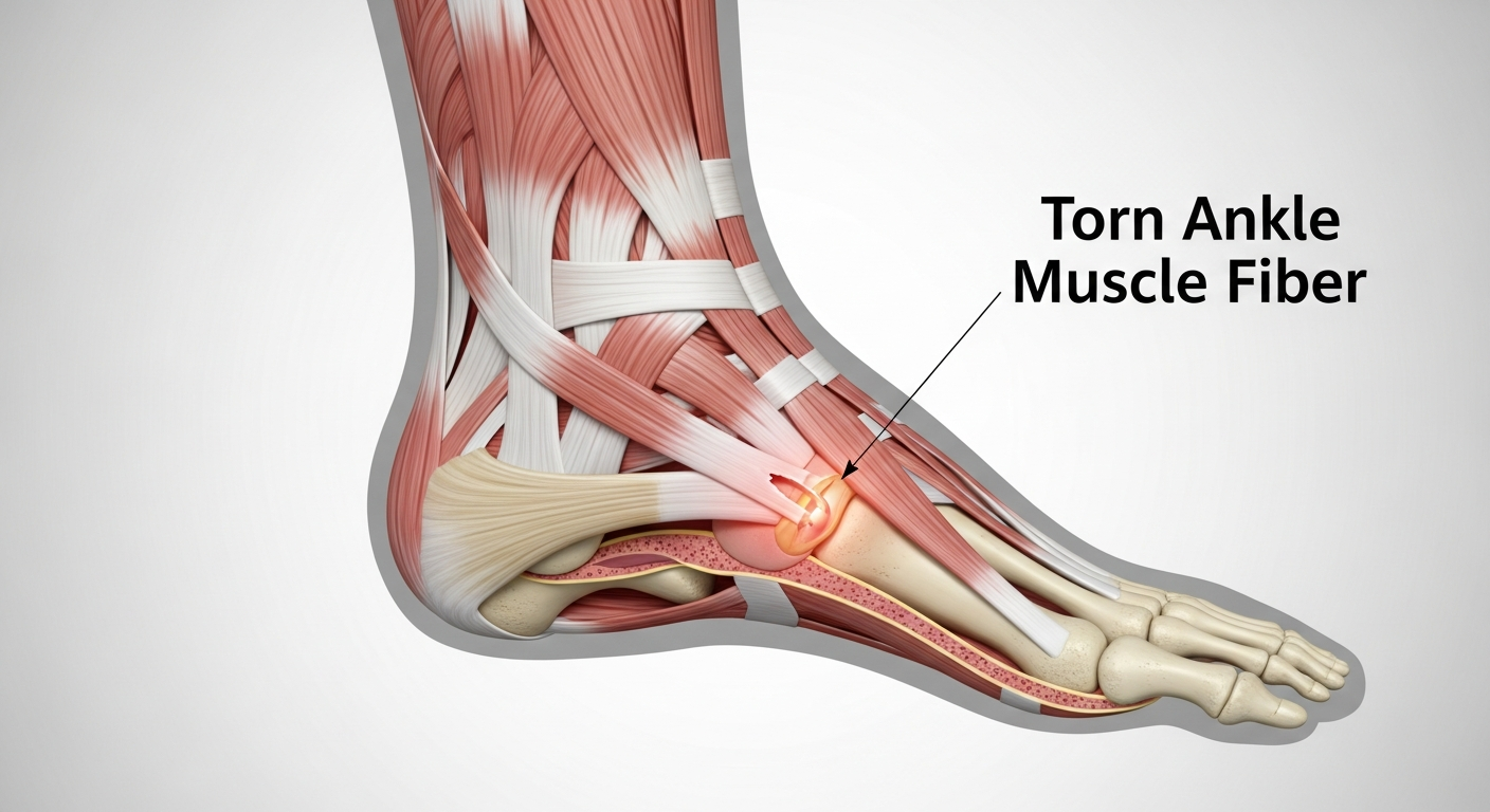 Déchirure musculaire cheville : causes et traitement